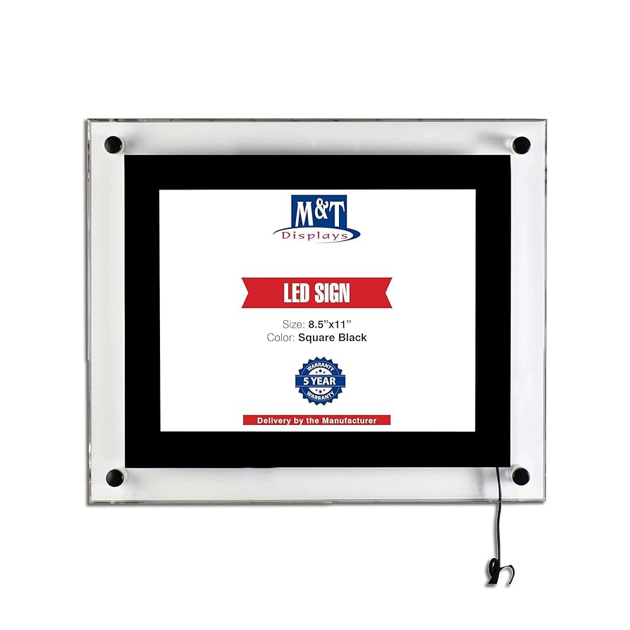 LEDピクチャーフレーム Amazon.com : M&T Displays 8.5x11 Inch Edge-Lit Acrylic LED